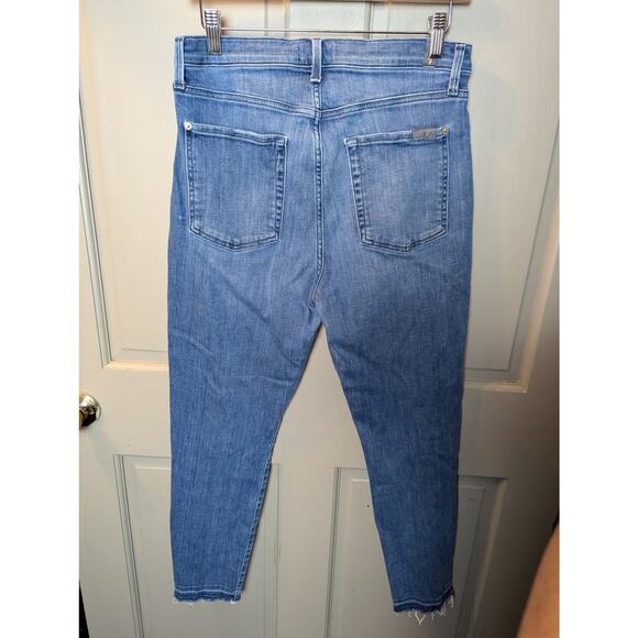 7 For All Man Kind Boho Jeans Exposed Button Fly High Rise Ankle Released Hem 31 - Picture 4 of 6